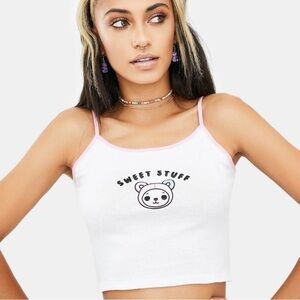 Tokidoki Biscottii Sweet Stuff Pink and White Cropped Tank XL NWT